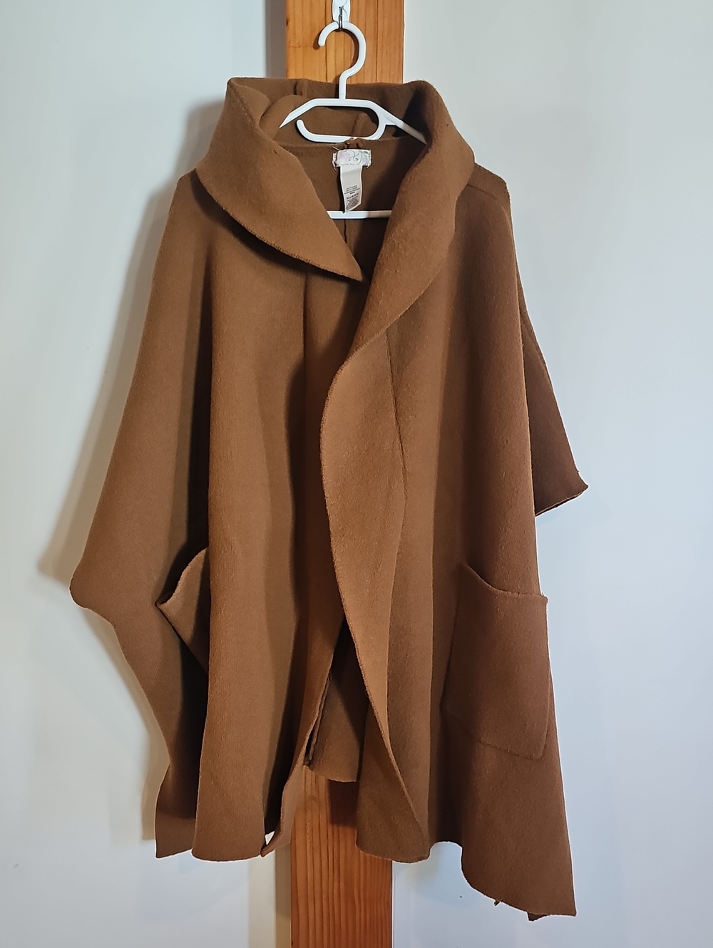 Free People Brown Hooded Poncho Sweater - Cozy Women's Wrap